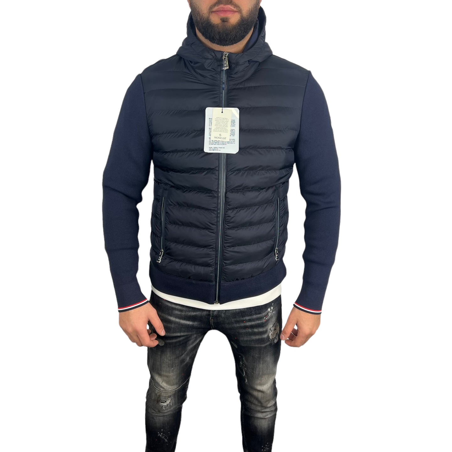 Moncler Triko Jacket met Capuchon Blauw